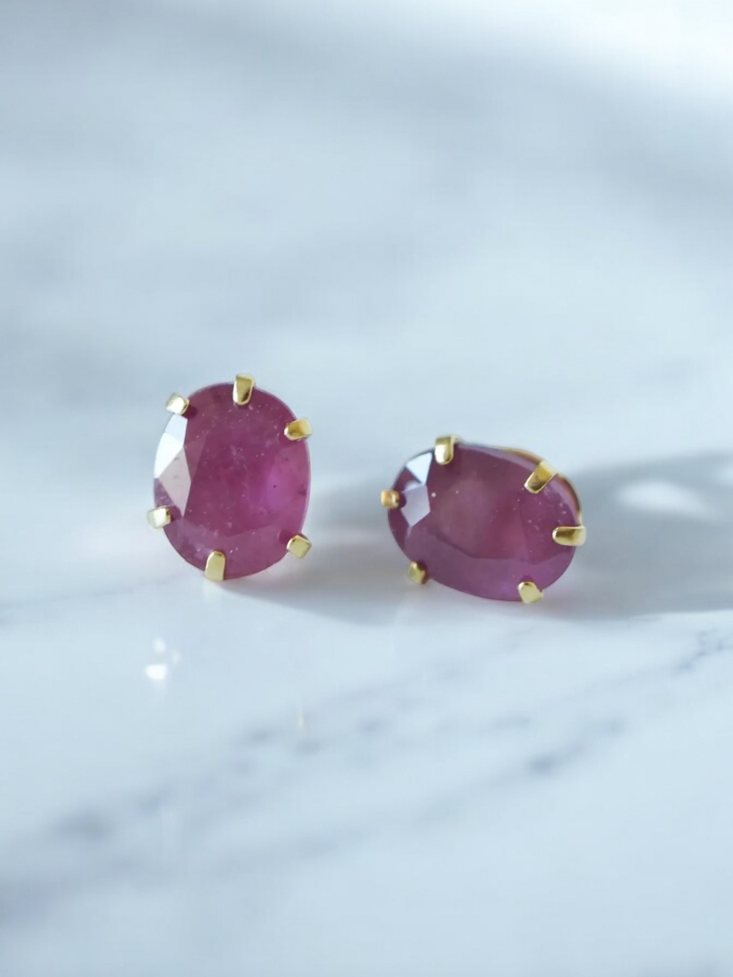 Dark Red Ruby Stud Earrings