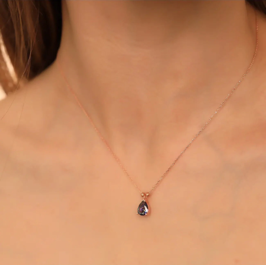 Rose Gold Filled Alexandrite Necklace