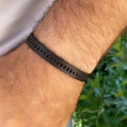 Bracelet en cuir personnalisé pour homme avec code Morse