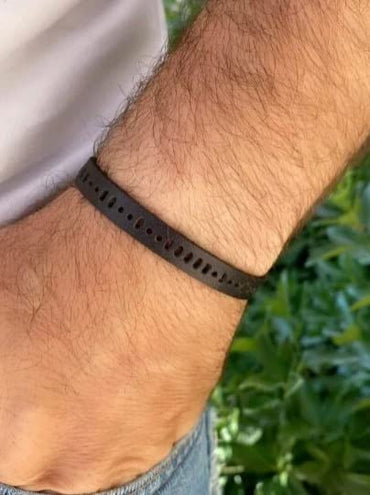 Bracelet en cuir personnalisé pour homme avec code Morse
