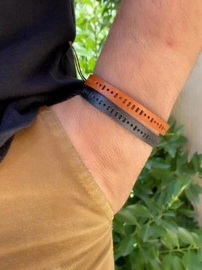 Bracelet en cuir personnalisé pour homme avec code Morse
