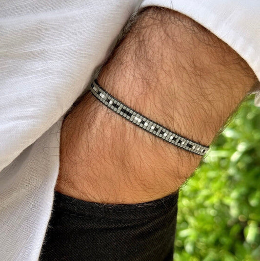 Gray Miyuki Beads Morse Code Bracelets