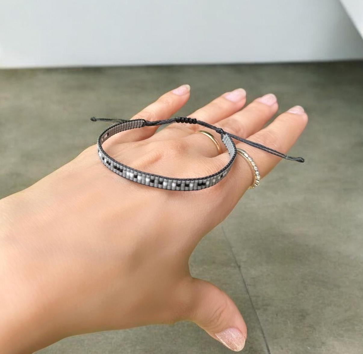 Gray Miyuki Beads Morse Code Bracelets