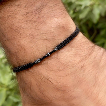 Onyx and Hematite Beads Morse Code