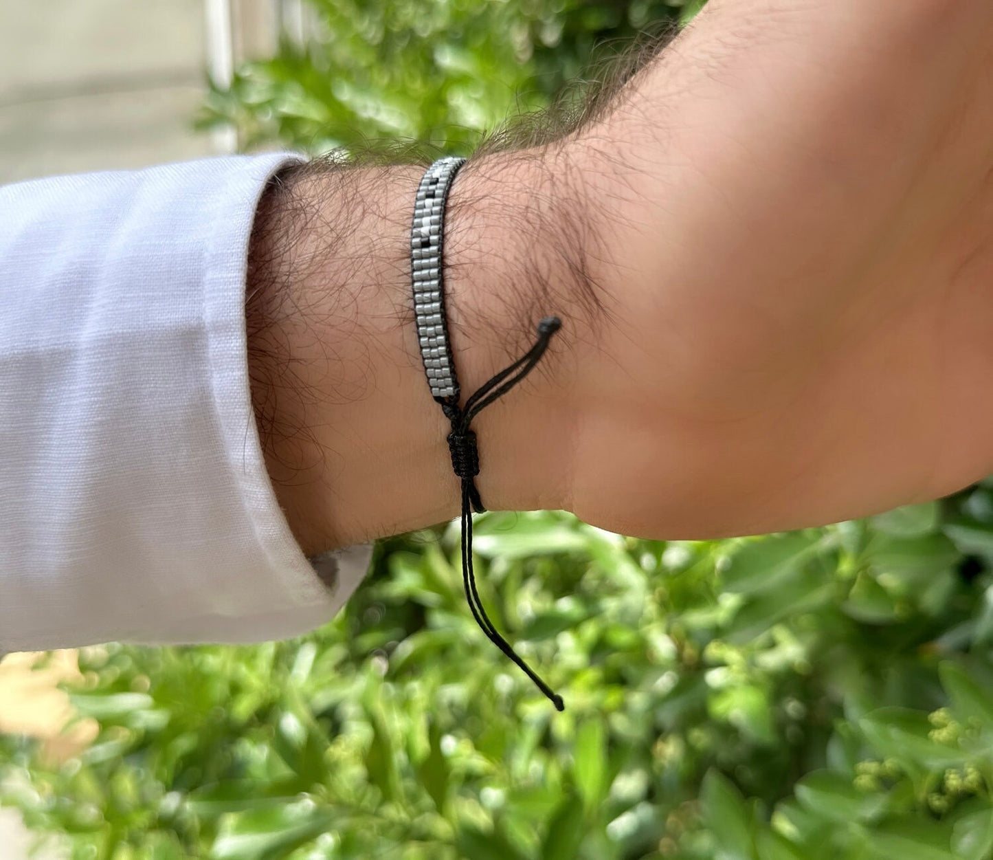 Gray Miyuki Beads Morse Code Bracelets