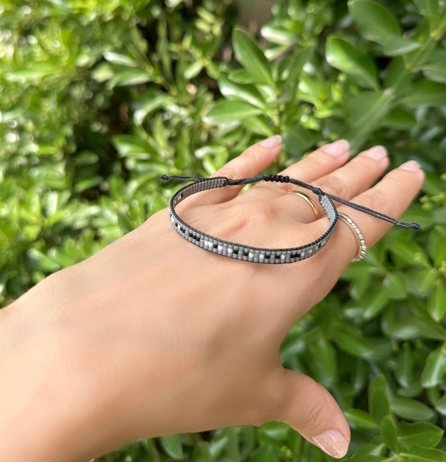 Gray Miyuki Beads Morse Code Bracelets