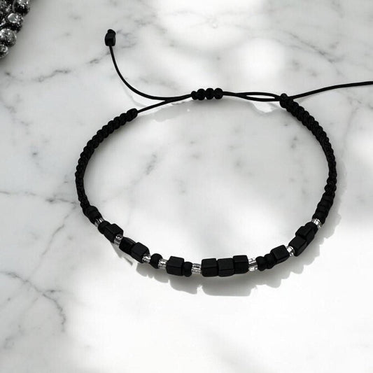 Black Onyx Morse Code Bracelets