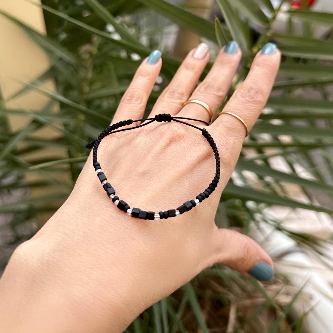 Black Onyx Morse Code Bracelets