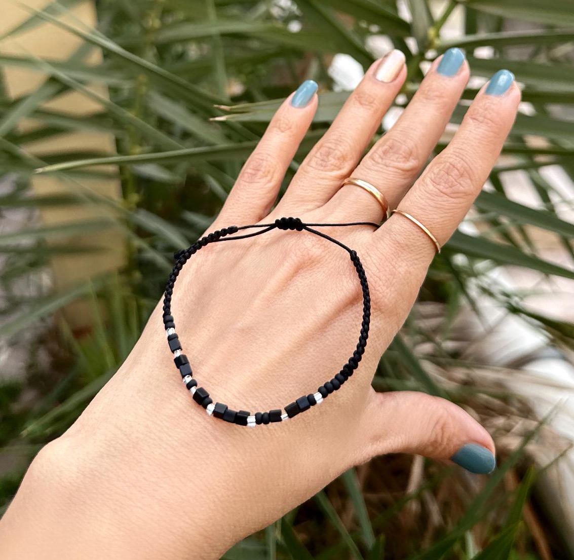 Black Onyx Morse Code Bracelets