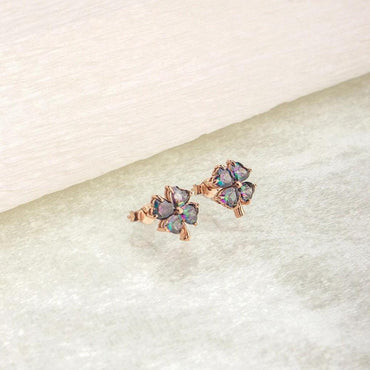 Alexandrite Clover Stud Earrings