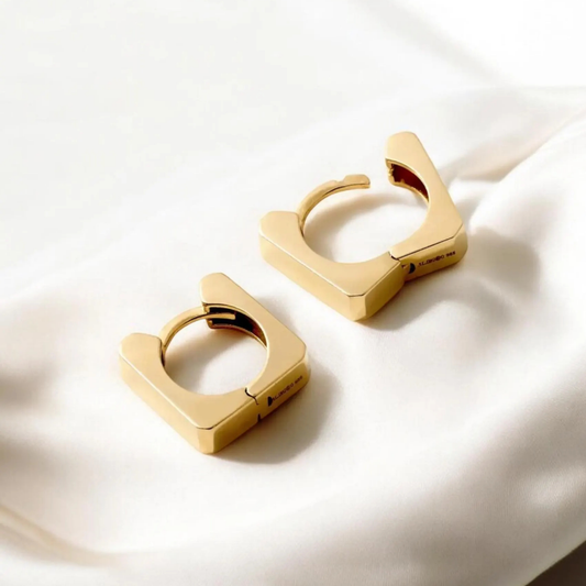 Square Link Huggie Earrings