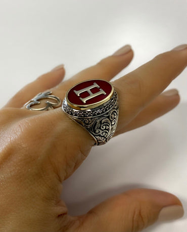 Mens Initial Signet Ring