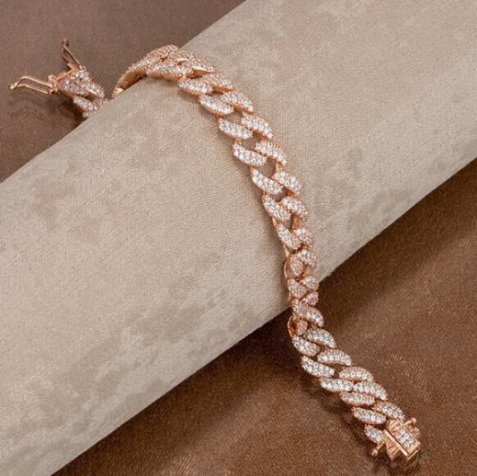 Bracelet chaîne cubaine pavée Miami