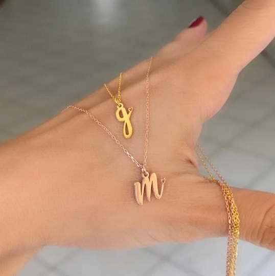 Tiny Initial Necklace with Heart