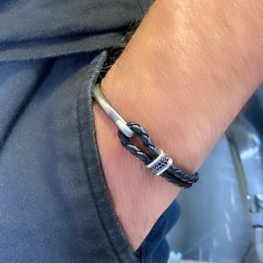 Bracelet en cuir avec nœud pour homme
