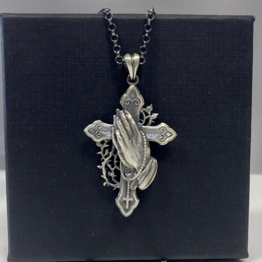Praying Hands Crucifix Necklace