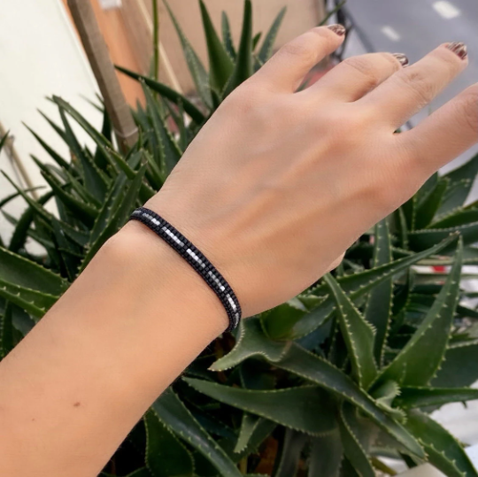 Morse Code Bracelet with Woman
