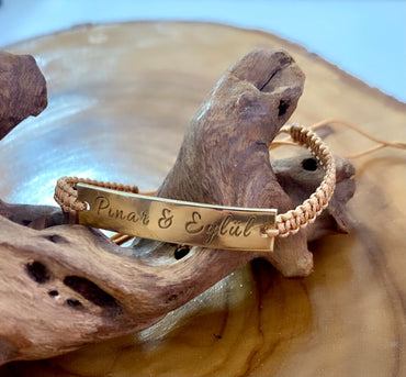 Bracelet barre personnalisé en or, argent ou rose