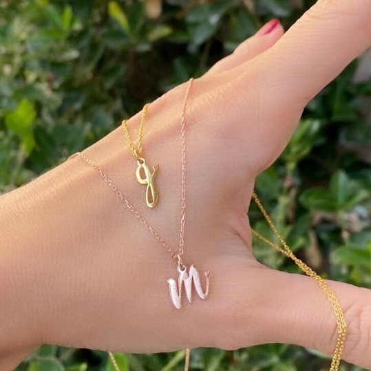 Tiny Initial Necklace with Heart