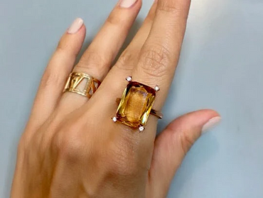 Bague en argent sterling 925 avec citrine naturelle