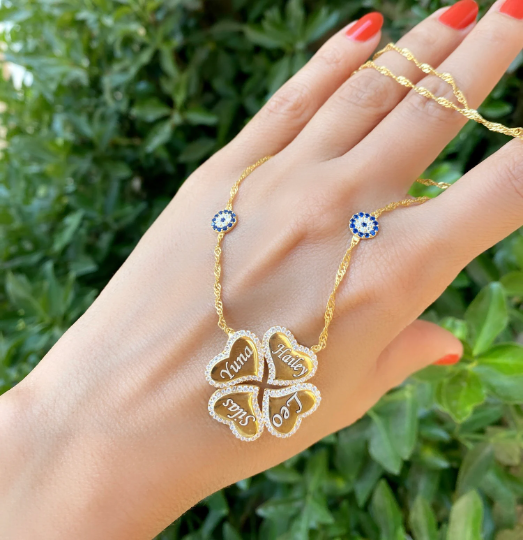 Personalized Four Leaf Clover Necklace