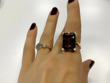 Bague en quartz fumé naturel