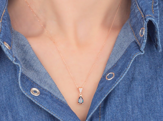 Alexandrite Necklace Earrings Set