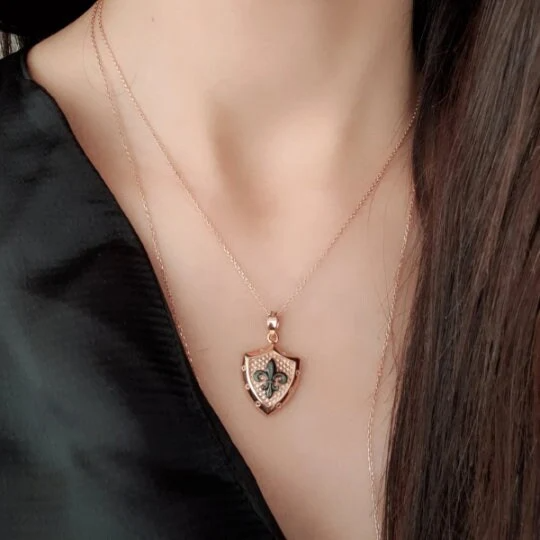 Fleur De Lis Shield Necklace