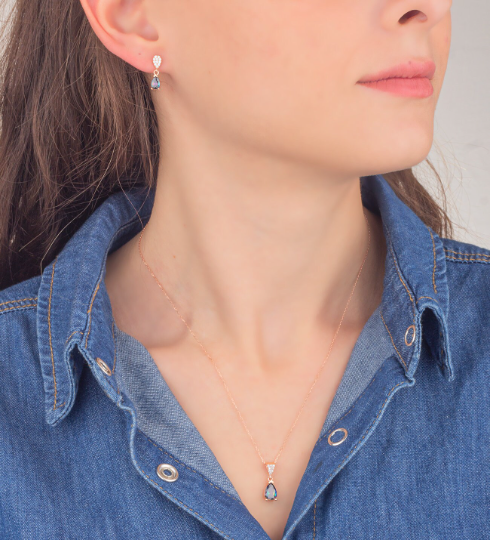 Alexandrite Necklace Earrings Set