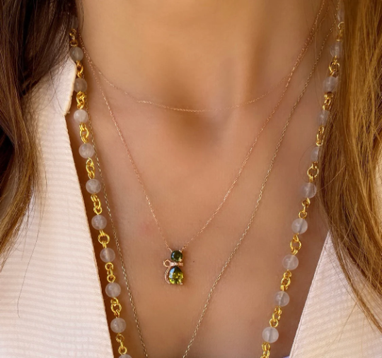 Peridot Cat Shaped Necklace