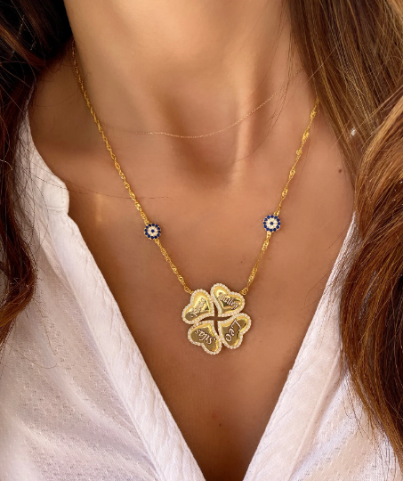 Personalized Four Leaf Clover Necklace