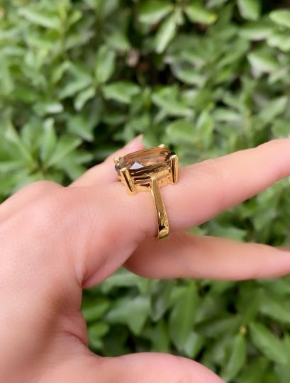 Goldener Rauchquarzring