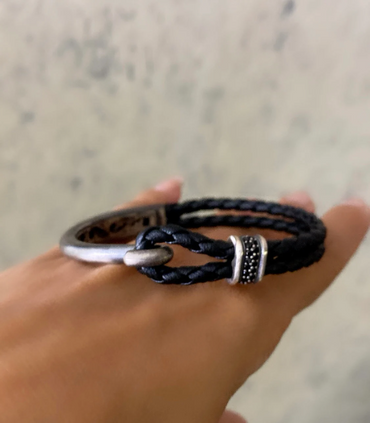 Bracelet en cuir avec nœud pour homme