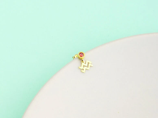 Birthstone Stud Earrings with Zodiac