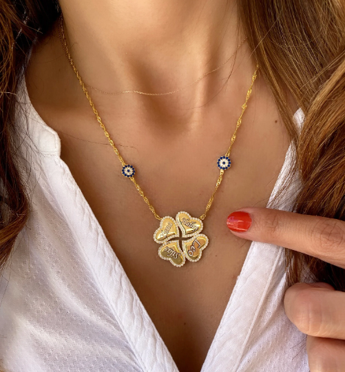 Personalized Four Leaf Clover Necklace
