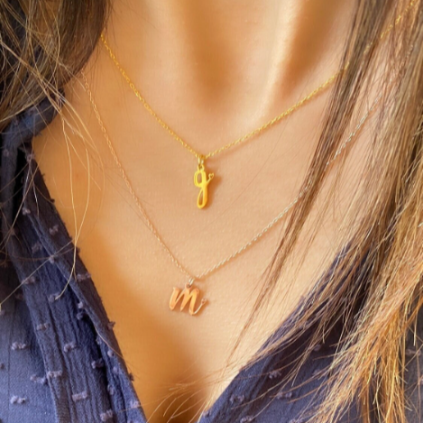 Tiny Initial Necklace with Heart