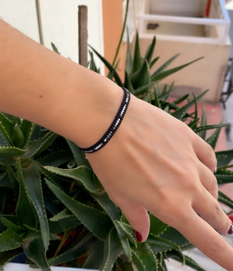 Morse Code Bracelet with Woman