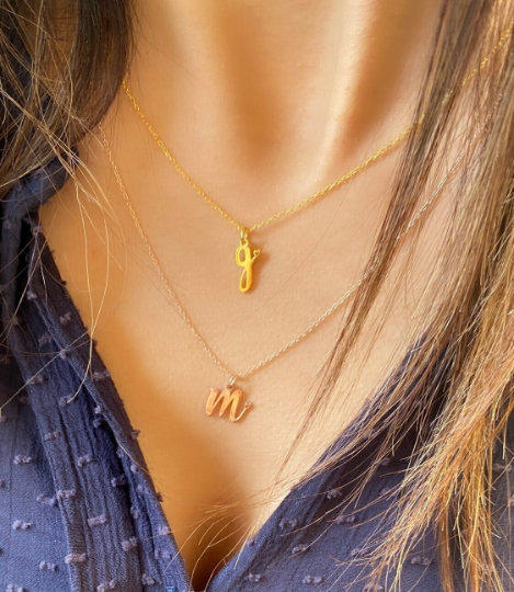 Tiny Initial Necklace with Heart
