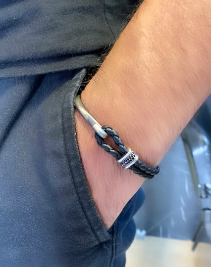 Bracelet en cuir avec nœud pour homme