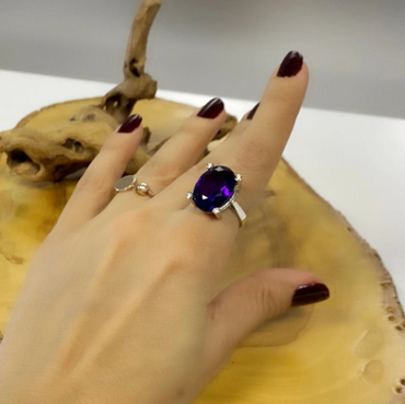 Bague en argent sterling 925 avec améthyste naturelle