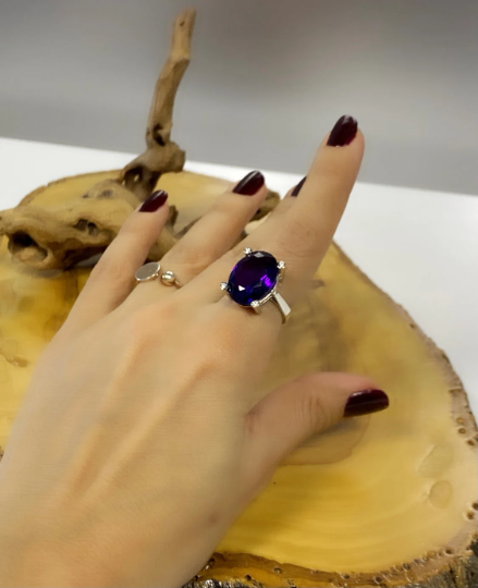 Natürlicher Amethyst 925 Sterling Silber Ring