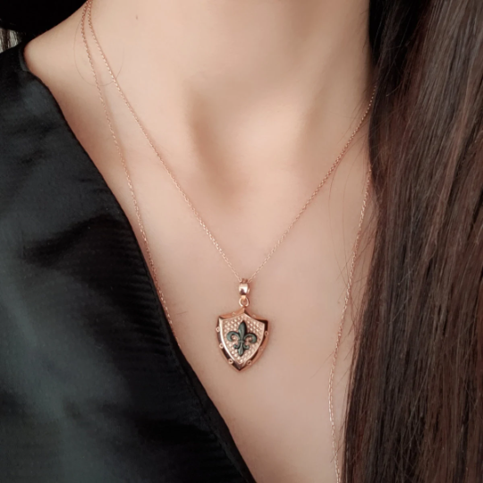 Fleur De Lis Shield Necklace