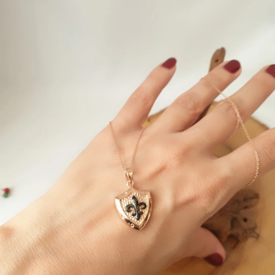 Fleur De Lis Shield Necklace