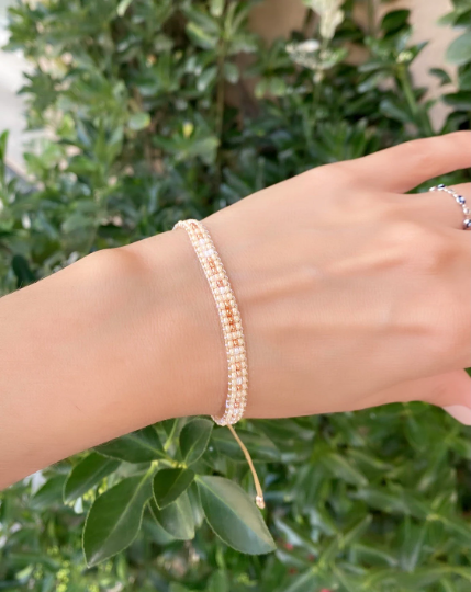 Cream Beads Morse Code Bracelet