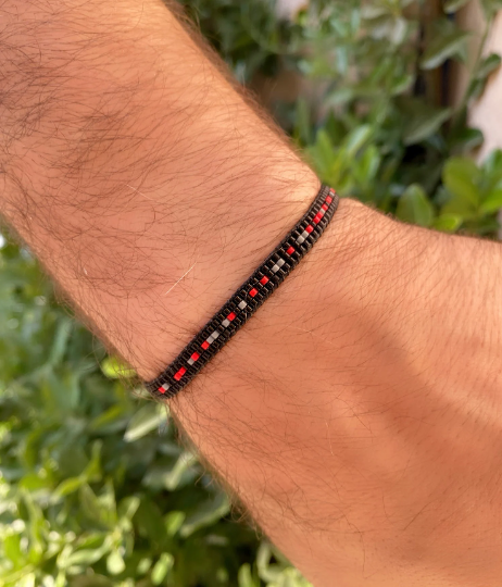 Schwarzes Morsecode-Armband für Herren