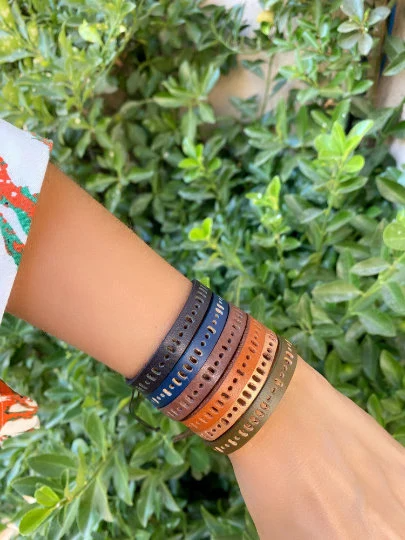 Bracelet en cuir personnalisé avec code morse