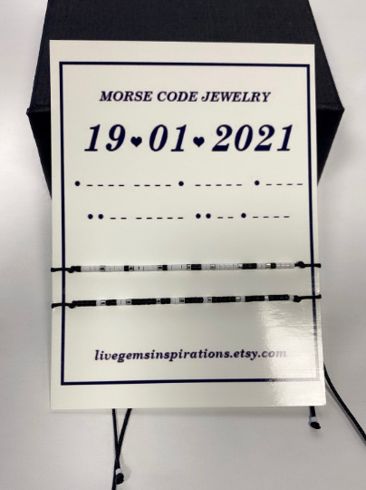 Personalisiertes Armband mit Morsecode und Datum
