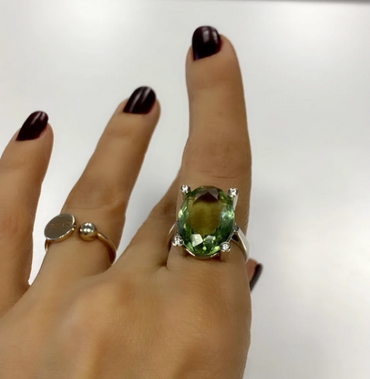 Bague en améthyste verte naturelle